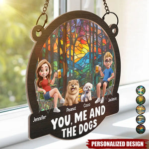 Beach You, Me And The Dogs-Personalized Window Hanging Suncatcher Ornament