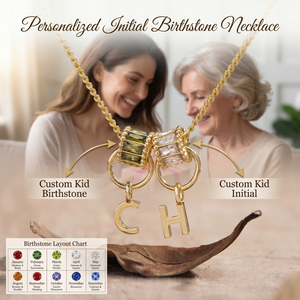 Personalized Initial Birthstone Necklace-Mothers Day Gift