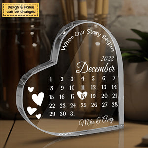 When Our Story Began - Personalized Heart Shaped Acrylic Plaque - Gift For Couple