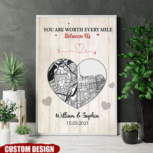 I Love You More Than The Miles Between Us - Personalized Couple Poster
