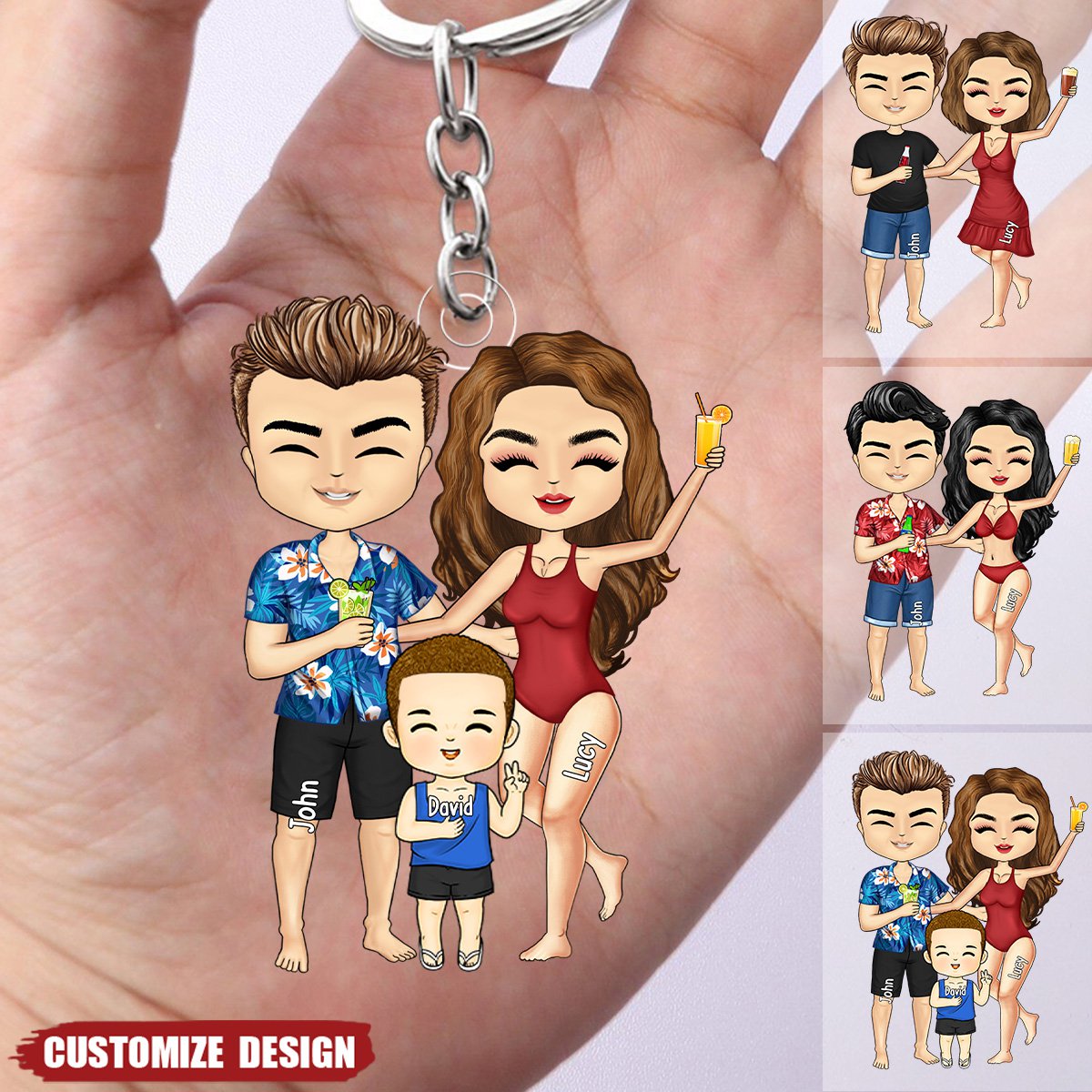 Personalized Family On Vacation Acrylic Keychain - Gift For Couple, Dad, Mom
