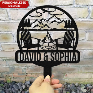 Camping Couple - Personalized Metal Garden Stake-Gift For Camping Lovers