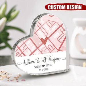Married Custom Location Map Heart Acrylic Plaque - Gift For Couple