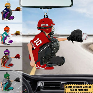 Personalized Baseball Kid Acrylic Ornament - Gift For Baseball Lovers