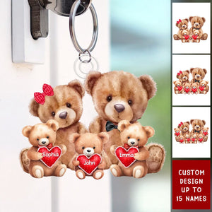 Bear Family Personalized Acrylic Keychain
