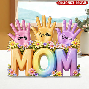 Personalized Hand Print Acrylic Plaque -Gift For Mom Wife