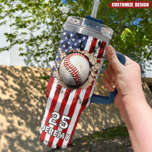 Personalized Baseball Tumbler with Handle