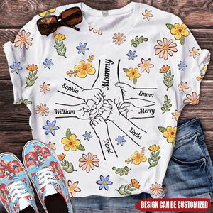 You Hold Our Hands, Also Our Hearts Personalized 3D T-shirt - Gift For Mom, Grandma
