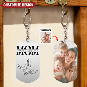 Mom/Grandma We Love You Hand In Hand - Personalized Stainless Steel Keychain