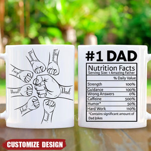 Dad #1 Nutrition Facts Hand Bump Personalized Mug