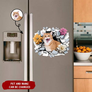 Custom Photo 3D Cracked Pet Face - Gift For Dog/Cat Lovers - Personalized Decor Decal