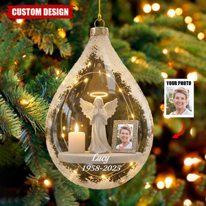 Personalized Angel and Candle Memorial Christmas Ornament – Memorial Gift