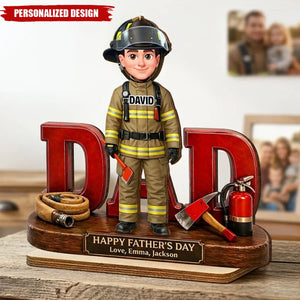 Proud Firefighter Dad-Personalized Wooden Plaque-Father's Day Gift For Dad