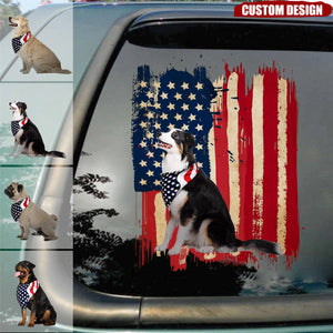 Personalized America dog flag printed decal - gift for dog lovers