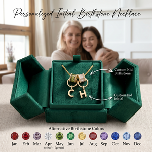 Personalized Initial Birthstone Necklace-Mothers Day Gift
