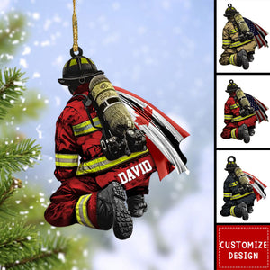 Personalized Firefighter Christmas Acrylic Ornament - 2024 New Release