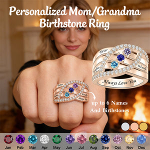 Personalized Name Family Rings With 1-6 Birthstones-Mother's Day Gift