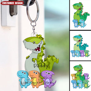 Dad/Grandpasaurus With Kids Personalized Keychain