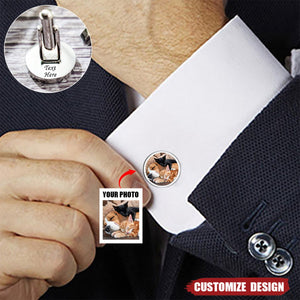 Personalized Photo Cufflinks Mens Shirt Cufflinks - Gift For Dad / Grandpa