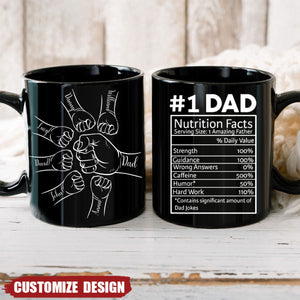 Dad #1 Nutrition Facts Hand Bump Personalized Mug