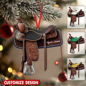 Personalized Western Horse Saddle Ornament - Gift for Riders Cowboy Cowgirl