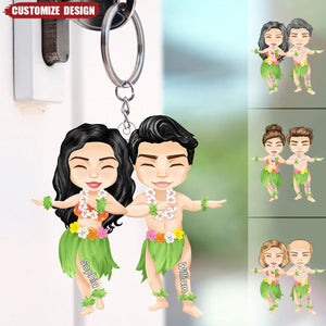 Personalized Oasis Aloha Hawaiian Couple Keychain