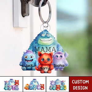 Monster Nana/Mama With Little Kids Personalized Keychain