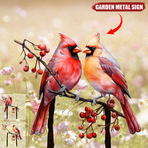 Cardinals Garden Metal Sign with Stake - Memorial Gift