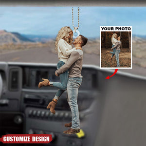 Happy Valentine‘s Day-Personalized Couple Upload Photo Hanging Ornament