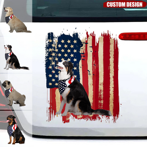 Personalized America dog flag printed decal - gift for dog lovers