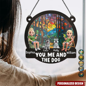 Beach You, Me And The Dogs-Personalized Window Hanging Suncatcher Ornament