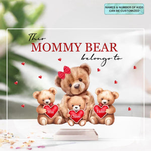 This Mama/Nana Bear Belong To - Personalized Custom Acrylic Plaque Clear Stand - Mother's Day Gift For Mom, Grandma, Family Members