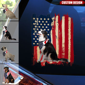 Personalized America dog flag printed decal - gift for dog lovers