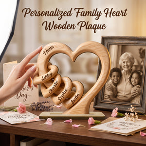 Personalized Heart Wooden Plaque - Gift For Mother's Day