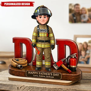 Proud Firefighter Dad-Personalized Wooden Plaque-Father's Day Gift For Dad