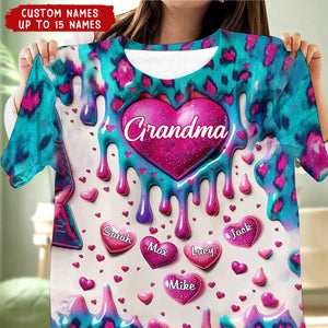 Heart Inflated Effect Leopard Pattern Personalized 3D T-shirt