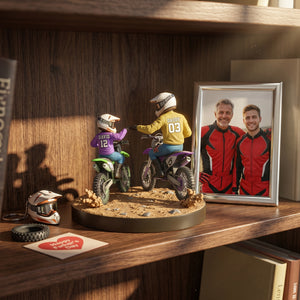 Dirt Bike Dad And Kid - Personalized Dirt Bike Shaped Acrylic Plaque