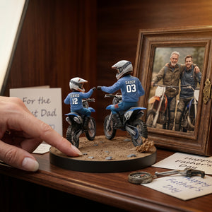 Dirt Bike Dad And Kid - Personalized Dirt Bike Shaped Acrylic Plaque