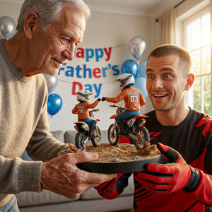 Dirt Bike Dad And Kid - Personalized Dirt Bike Shaped Acrylic Plaque
