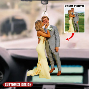 Happy Valentine‘s Day-Personalized Couple Upload Photo Hanging Ornament