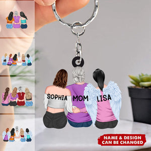 Personalized Mother & Daughter Sitting Together Acrylic Keychain