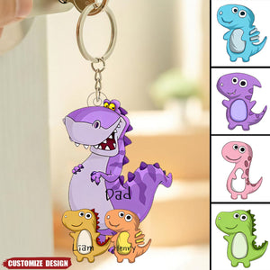 Dad/Grandpasaurus With Kids Personalized Keychain