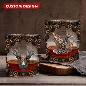 Mechanical Gear Creature - Personalized Hunting Whiskey Glass