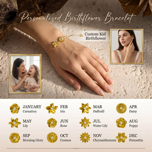 Personalized Birthflower Bracelet-Mother's Gift for Her