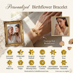 Personalized Birthflower Bracelet-Mother's Gift for Her