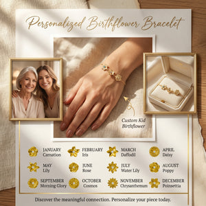 Personalized Birthflower Bracelet-Mother's Gift for Her