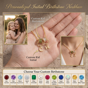 Personalized Initial Birthstone Necklace-Mothers Day Gift