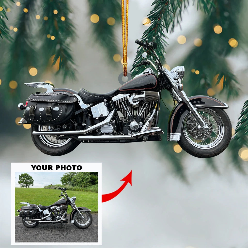 Personalized Motorcycle Upload Photo Christmas Ornament