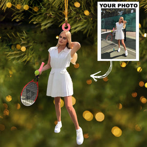 Personalized Tennis Player Upload Photo Christmas Ornament
