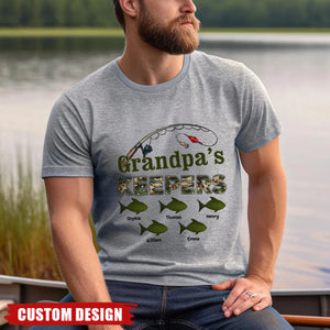 Grandpa's Keepers Camouflage Pattern Fishing Personalized Shirt, Unique 2025 Father's Day Gift For Grandpa, Dad